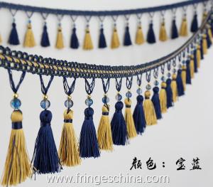 Quality Handmade fashionable chain beads lace tassels fringes for curtain/sofa/pillow/stage decoration wholesale