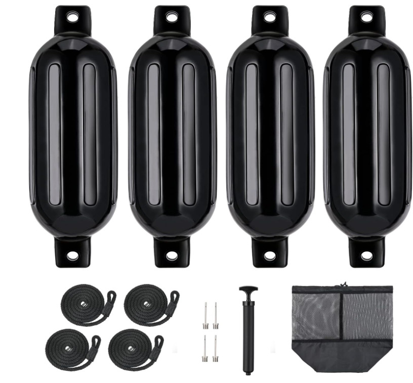 Inflatable 4 Pack Boat Bumpers Fenders with 4 Ropes Boat Bumpers Boat Fender