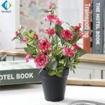 Small Artificial Green Plants , 28cm Height Plastic Bonsai Rose Plant