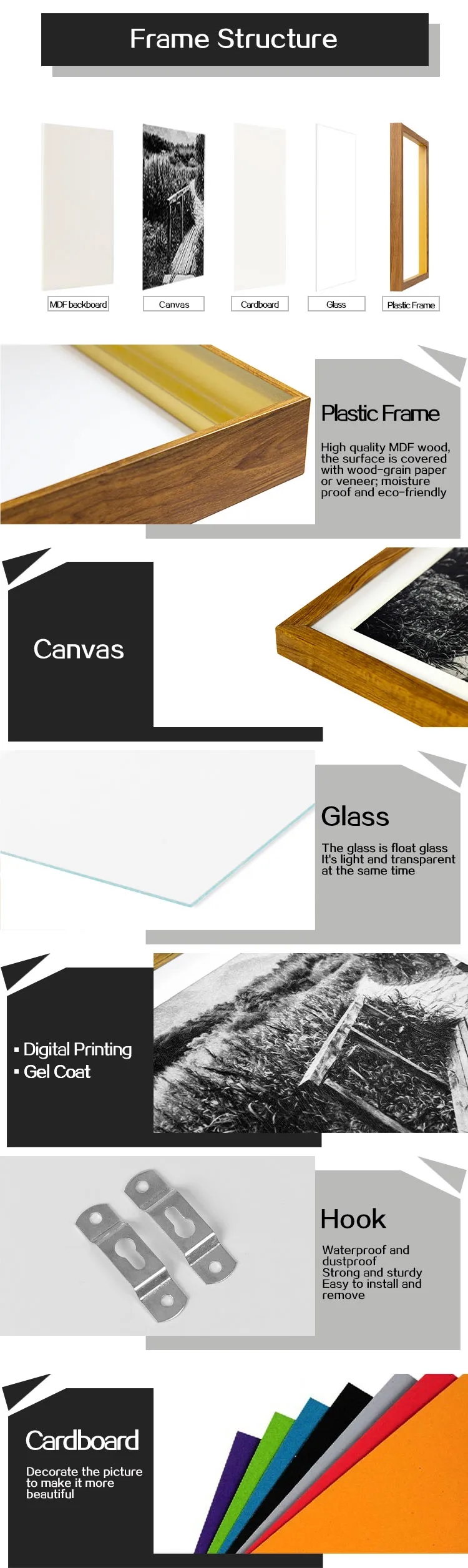Creative Hollow Combination Small Picture Frames Custom Logo MDF Wooden Triptych Frame