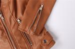 Water Resistant Coffee Faux Leather Bomber Jacket Womens 100% Polyurethane