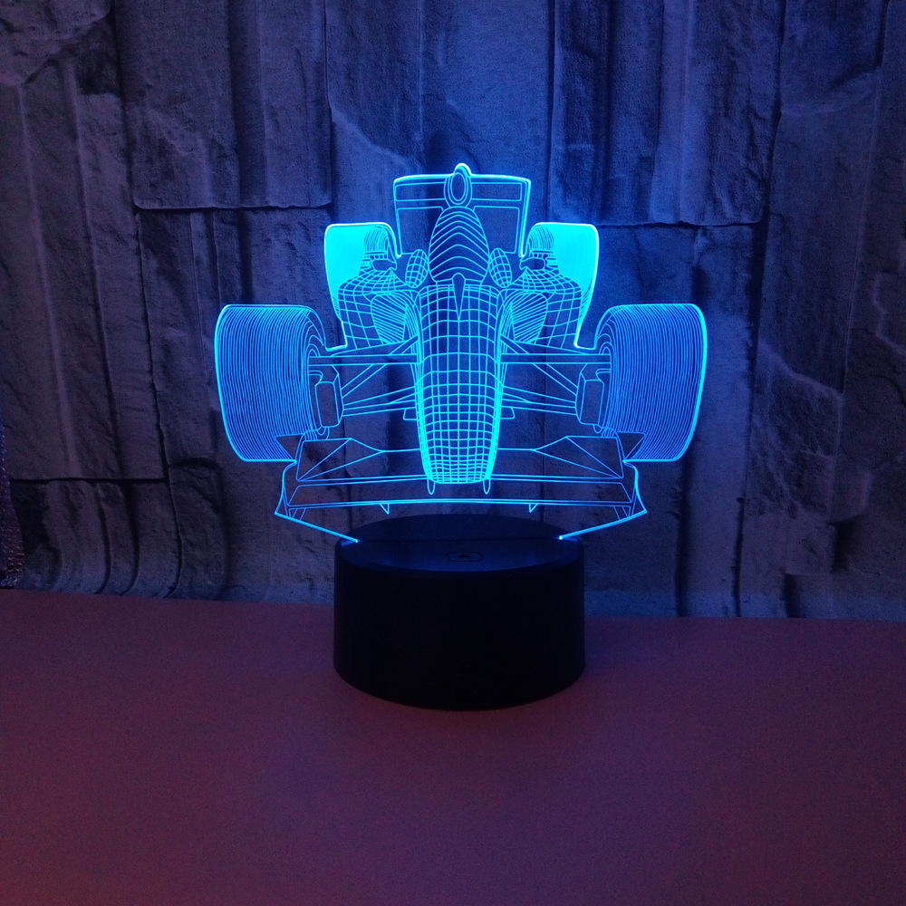 Racing F1 car colorful 3D night light custom OEM sign logo Touch remote control decorative small table lamp