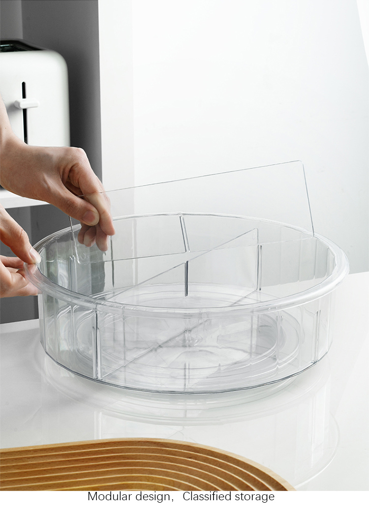 2 Dividers PET Plastic Lazy Susan Organizer Turntable Kitchen Organizer
