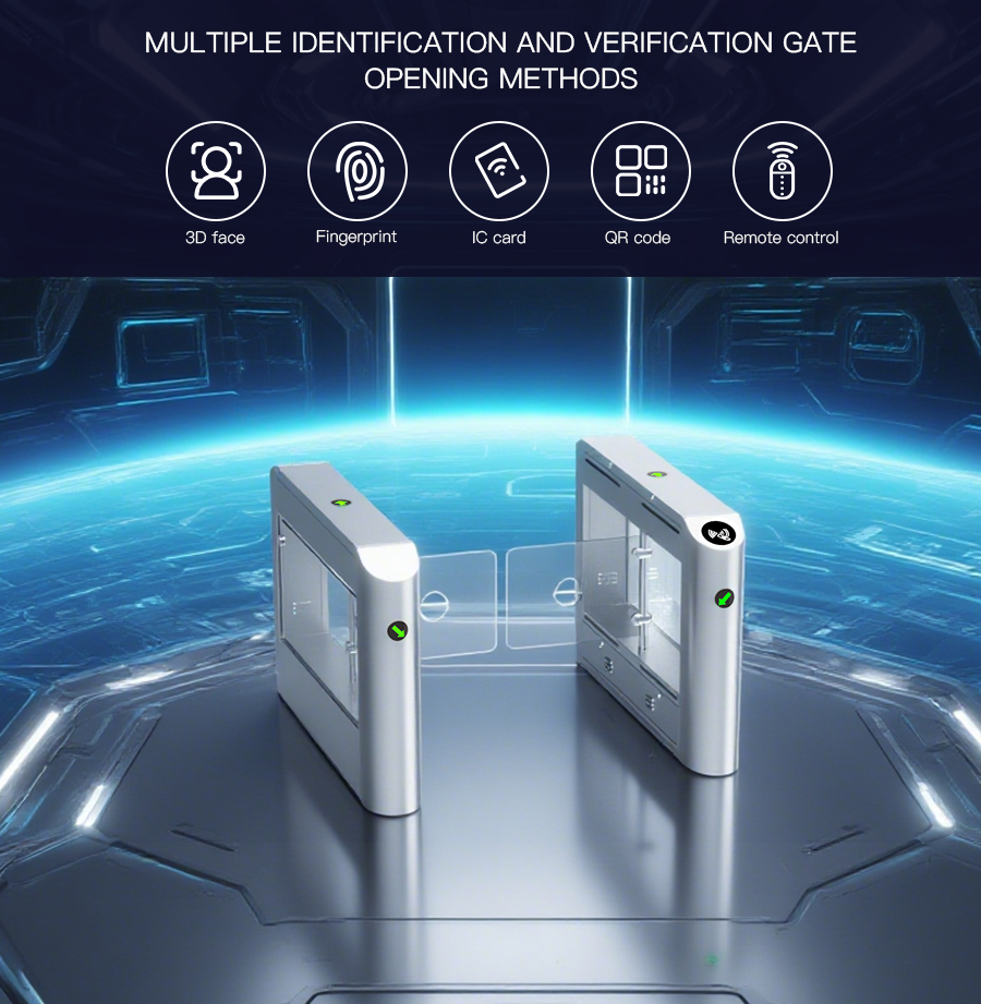 HCW SS304 Pedestrian Access Control Barrier Turnstile Gate 3.6cm Card Reading