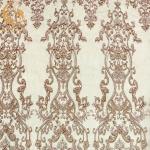 A4 Pattern Embroidered Beaded Dress Lace Fabric With Pearls Decoration