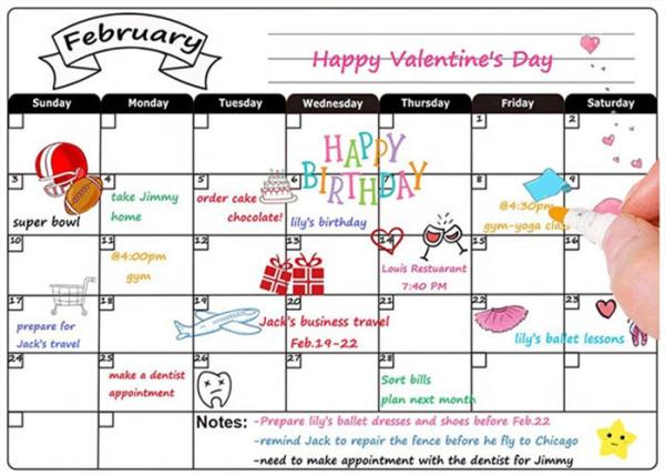 Custom Dry Erase Fridge Magnet Calendar, 12 x 16 inch Magnetic Weekly Planner