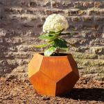 Large Hexagonal Garden Corten Steel Flower Pots Rusted Red For Patios