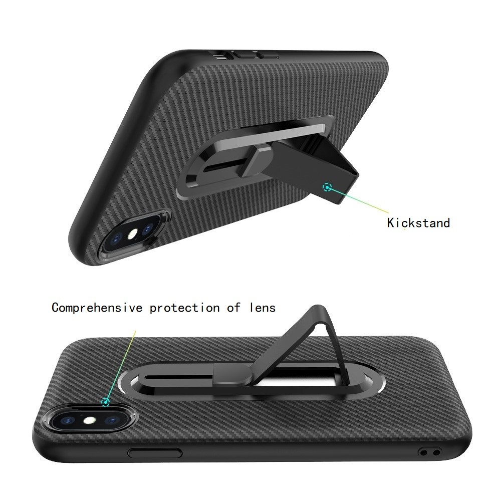Color Red Carbon Fiber Invisible Kickstand TPU Case Back Cover For IphoneXS IphoneXR IphoneXS MAX Iphone8 Iphone7 Plus