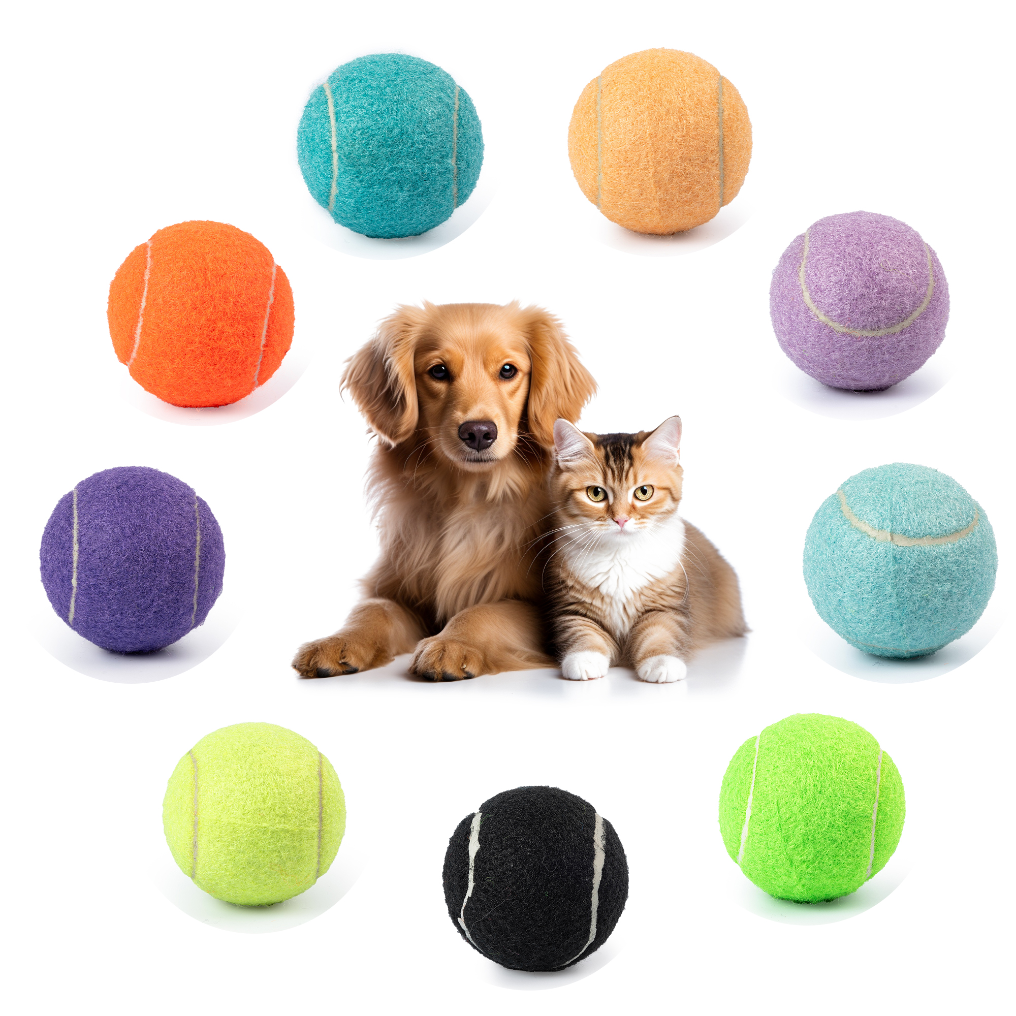 Pet Tennis Balls Interactive Dog Toy Ball Throwing Rubber Dog Chew Toys Macaron Color