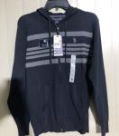Men's Zip Up Navy Blue Sweater Hoodie 56% Polyester 44% Nylon