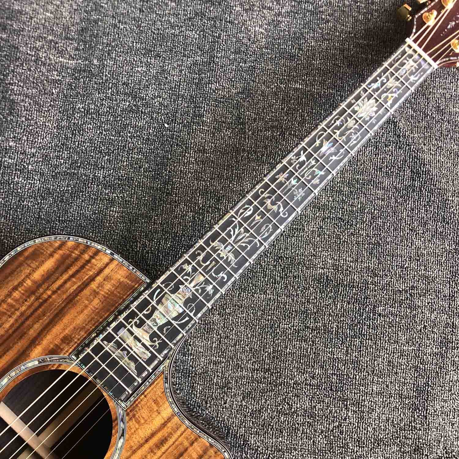 Custom 40 Inch All Solid KOA Wood Solid Rosewood Back Side Real Abalone Acoustic Guitar with BB Band Pickup