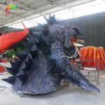 Outdoor Custom Animatronics Godzilla Monster Volcano In Amusement Park