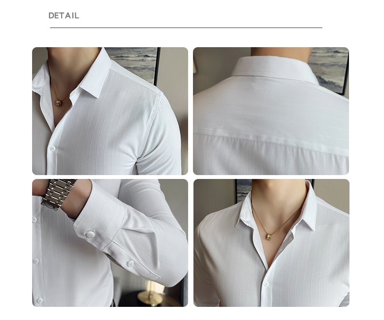Casual Shirts Turn-down Collar Autumn Fabric Polo Cotton Long Sleeve Mens Slim Fit Shirt