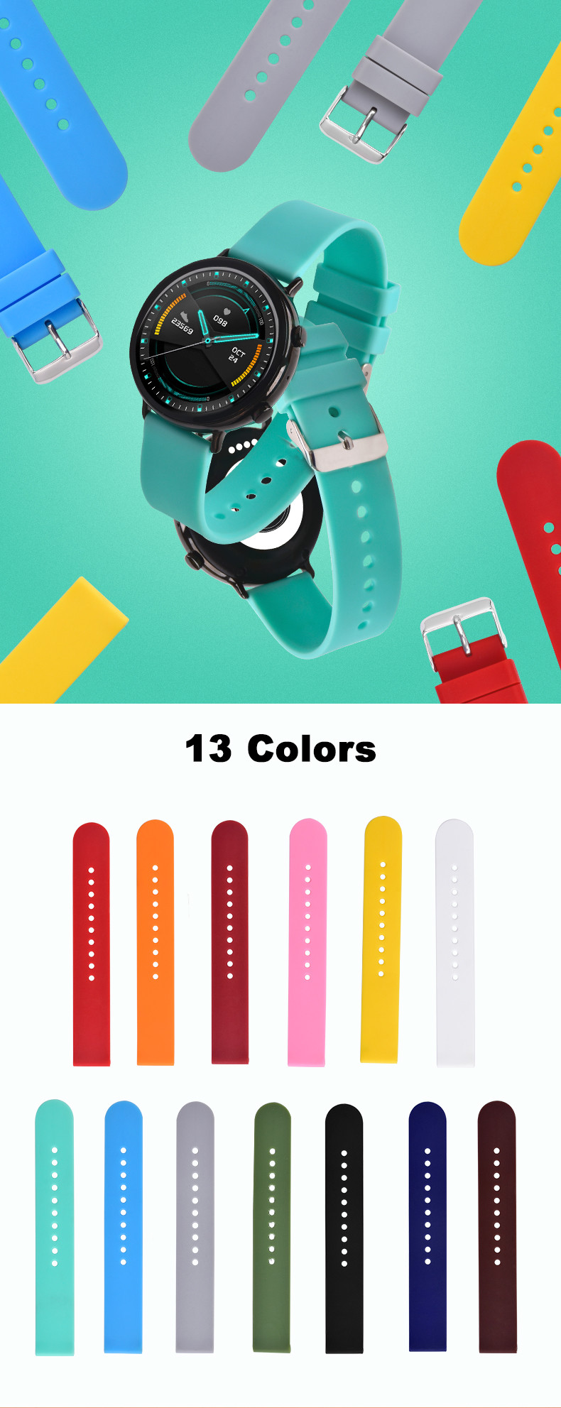 18mm TPU Watch Band , ODM Watch Straps For Small Wrists Yellow