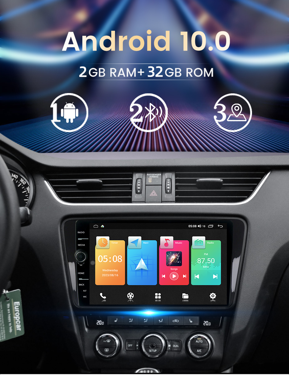 2 32G Knob QLED Android 10 Car Audio 9/10inch Universal Radio 1280*720 Carplay GPS Navigator