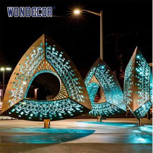 Quality Customized Polished Stainless Steel Sculpture Triangle Hollow Geometry wholesale
