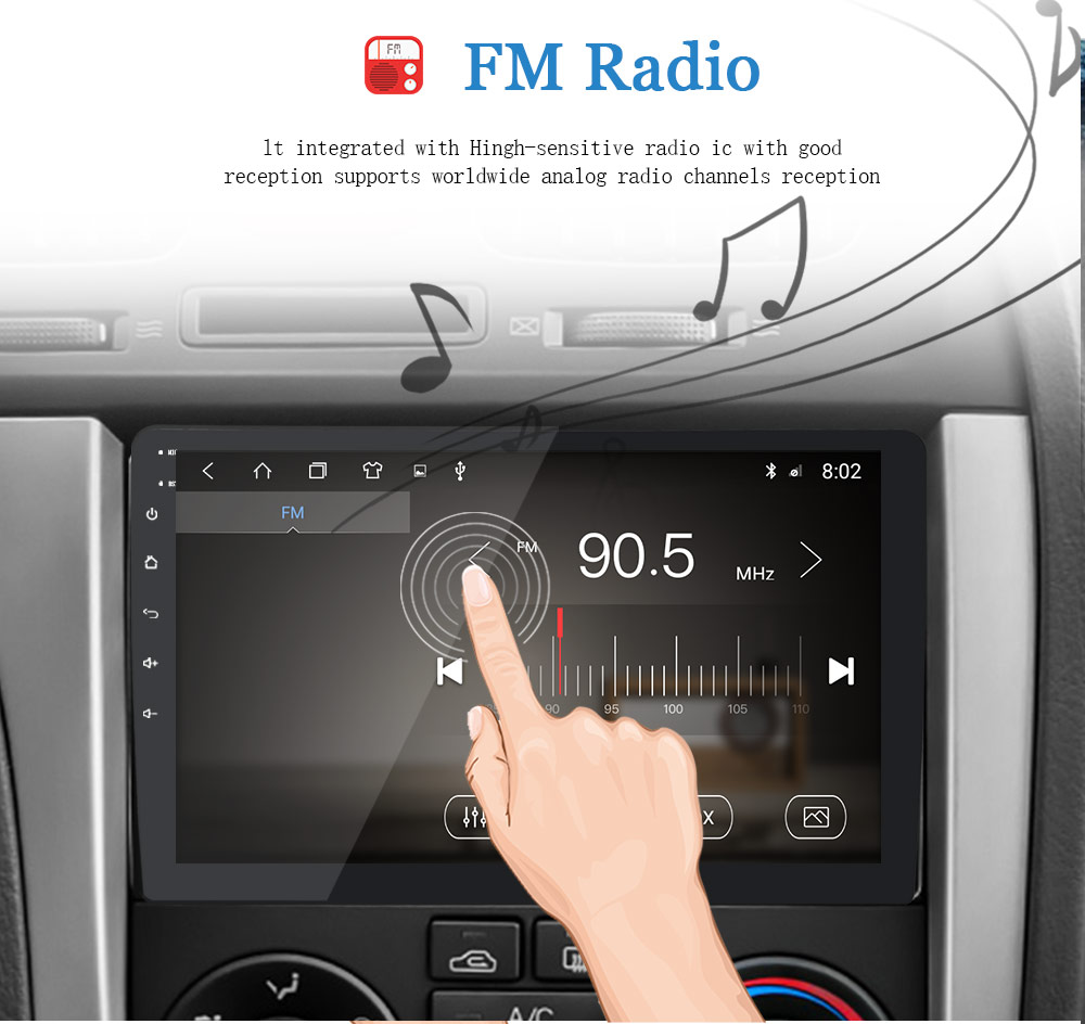Universal 9 inch Car Stereo Navigation Player with IPS Screen and Rear Camera Support