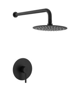 Quality Wall Mount 2CM Pipe Black Shower Faucet Set Hotel Bathroom Use wholesale