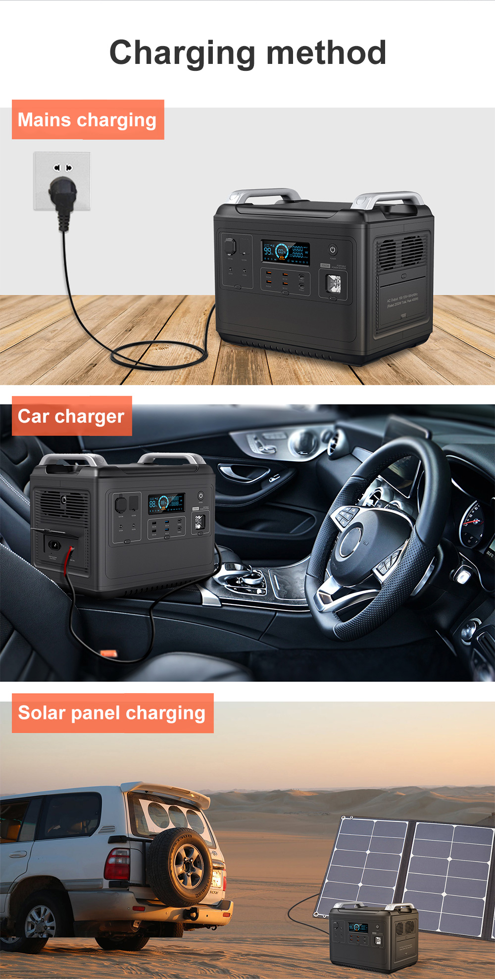 Indoor Lithium Portable Power Station For Tesla Rechargeable Tailgating 110V 220V 2000W