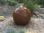 Outdoor Rusty Corten Steel Garden Fountain Ball Shaped Waterfall