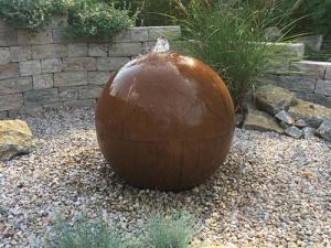 Quality Outdoor Rusty Corten Steel Garden Fountain Ball Shaped Waterfall wholesale