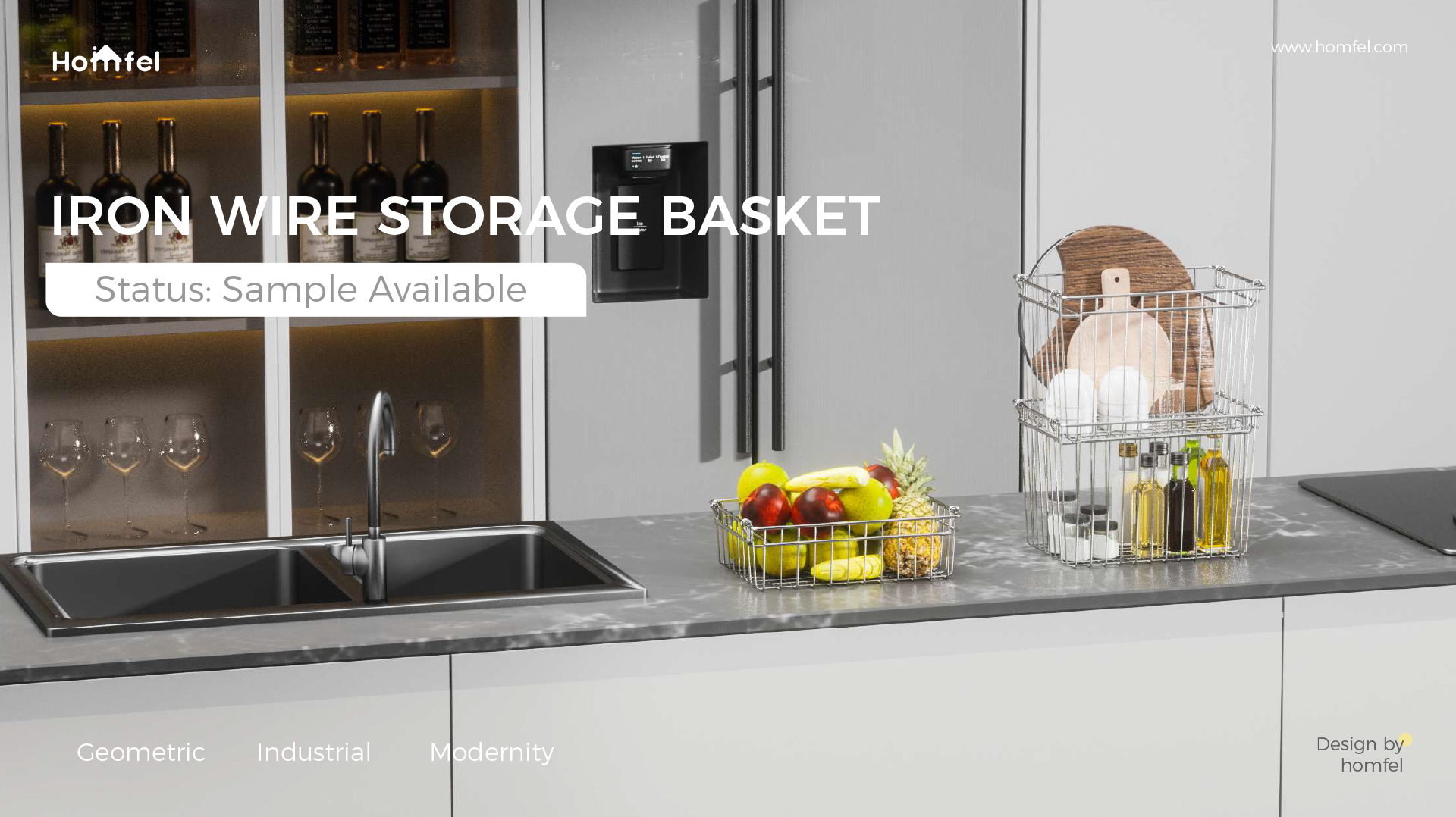 Stackable Kitchen Organizer Stainless Steel Wire Basket 260x180x80mm