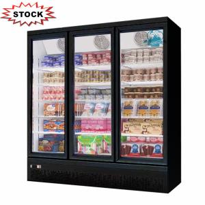 Quality Commercial Freezer 3 Glass Doors Auto Defrost Ice Cream Upright Display Fridge Freezer wholesale