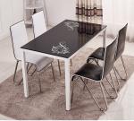Powder Coating Glass Dining Table Set 4 Chairs For Family Dinner Party