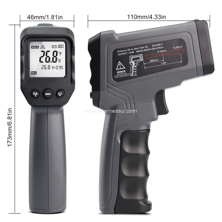 Kaemeasu 1100℃ Non Contact Thermal Laser Gun High Temp Infrared Thermometer