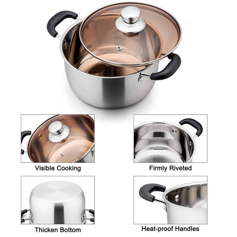 Direct Selling Restaurant Mirror Polished Cooking Soup Serving Pot Stainless Steel Stock Pot Cooking Pot