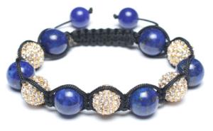 Quality Adjustable Shamballa Bracelet, Lapis Lazuli Rounds &amp; Crystal Rhinestone Ball wholesale