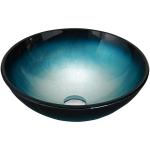 Bathroom Tempered Glass Sink Black Blue Round Wash Basin Bowl Easy Clean