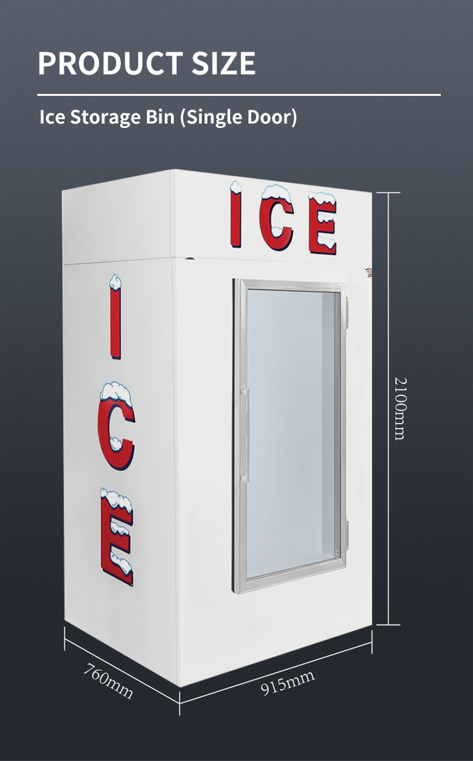 Defrost Auto Cold Wall Outdoor Ice Merchandiser Glass Ice Cream Cabinet Stainless Steel