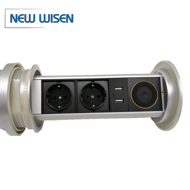 Motorized Desktop Electrical Power Tower Plug Sockets Switch For Office Table