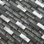 300x300mm glass and marble mosaic tile,aluminum strip mosaic,black color