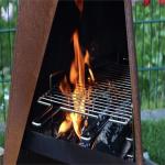Modern Geometric Corten Steel Outdoor Fireplace Chimenea Freestanding