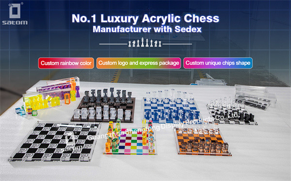 Acrylic Cut Out Shape Stylish Magnetic Custom Crystal Gaming Chess Set