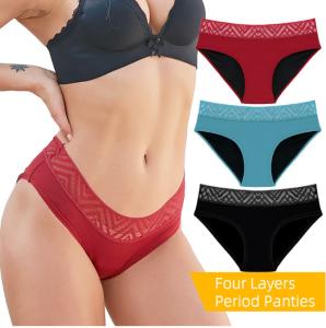Quality Washable Period Panties For Heavy Flow Plus Size 4xl 4 Layer Leak Proof Menstrual Underwear wholesale