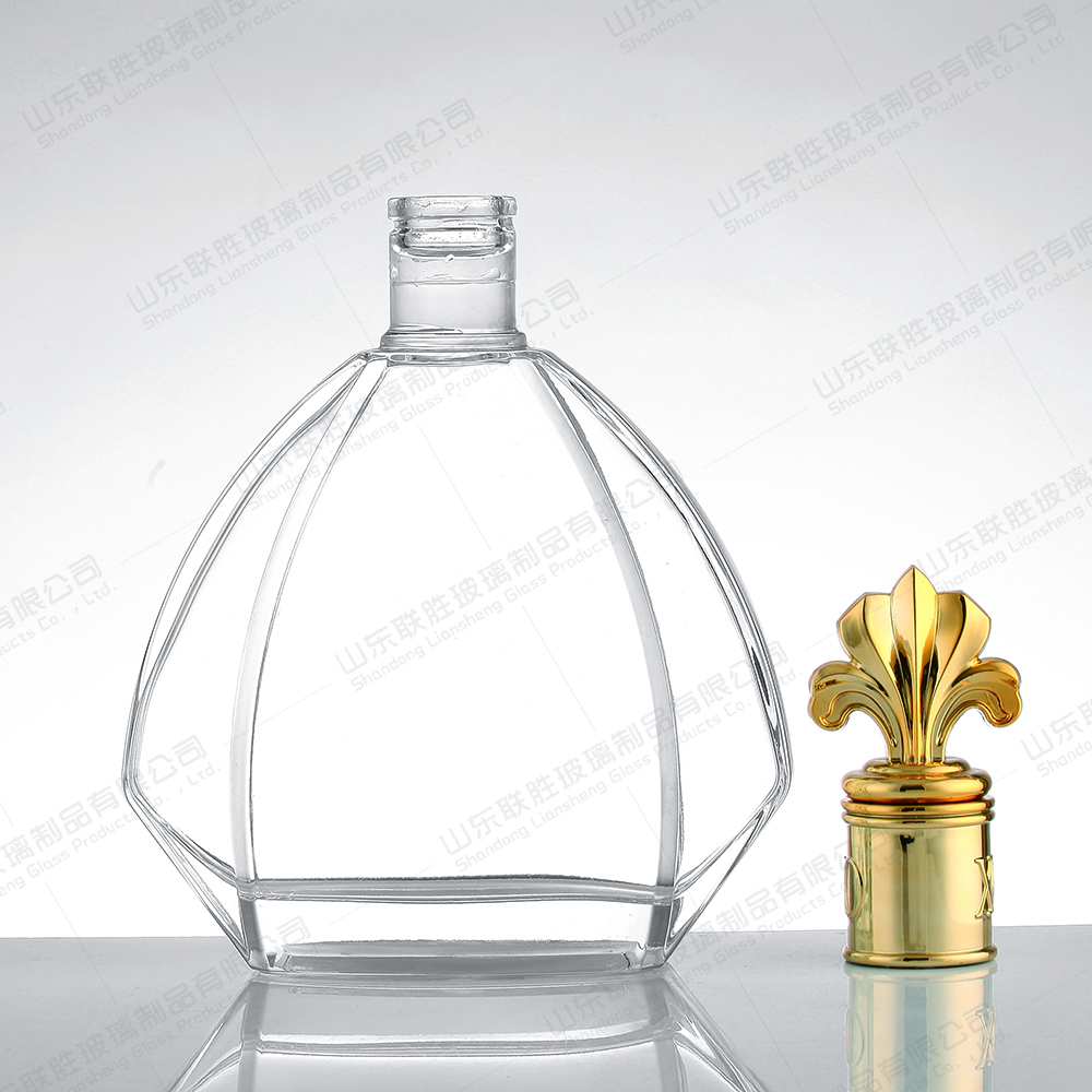 Custom Size Glass Collar Tequila Decanter Clear Whiskey Bottle for Brandy Vodka Bar