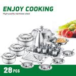 2022 New Product Multifunction Kitchen Cookware Sets 28 Pcs Stainless Steel