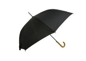 Quality Black J Stick Wooden Handle Umbrella Polyester Fabric Lightweight Anti Uv wholesale