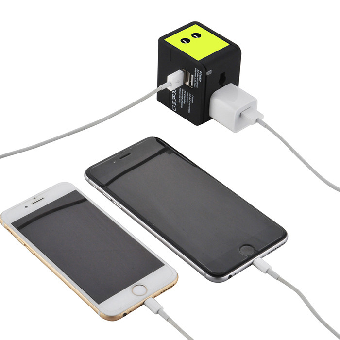 Global Travel Power Adapter, Dual USB Travel Adapter Built In 6A Fuse Safeguard Devices for Corporate Gifts