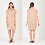 Summer women's fashion oversized cotton shirt dress in beige