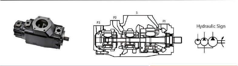 Triple Cartridges Black Hydraulic Cylinder Pump For Plastic Machinery