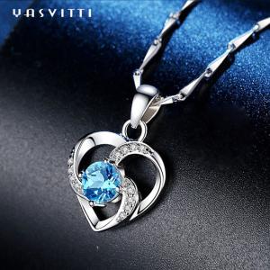 Quality Fashionable Austrian Crystal 925 Sterling Silver Necklace Pendant 18inch Necklace YN1247 wholesale