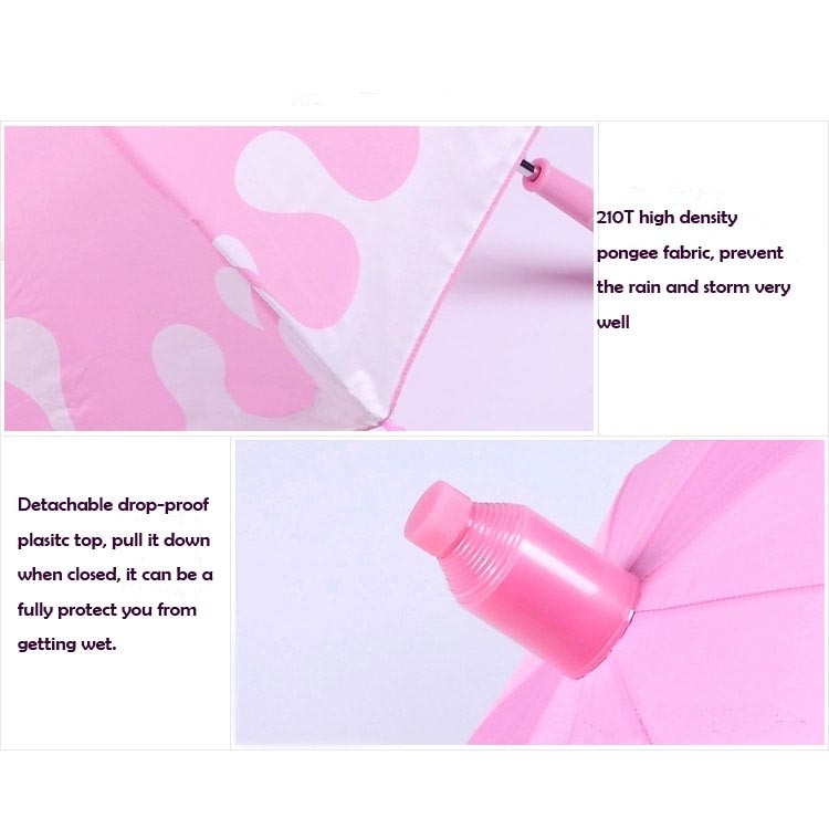 Windproof Pongee Kids Compact Umbrella 19''*8K With Anti Drip Plastic Cover