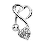 14ga Love Heart Hanging bottom belly button piercing Shiny Clear Zircons Reverse