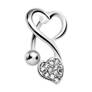 Quality 14ga Love Heart Hanging bottom belly button piercing Shiny Clear Zircons Reverse wholesale