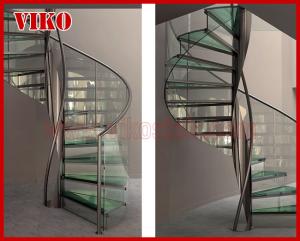 Quality Spiral StaircaseVH41S Tread Tempered glass Aluminum 304 Stainless Ste Baluster Glass Handrail 304 Stainless Steel wholesale