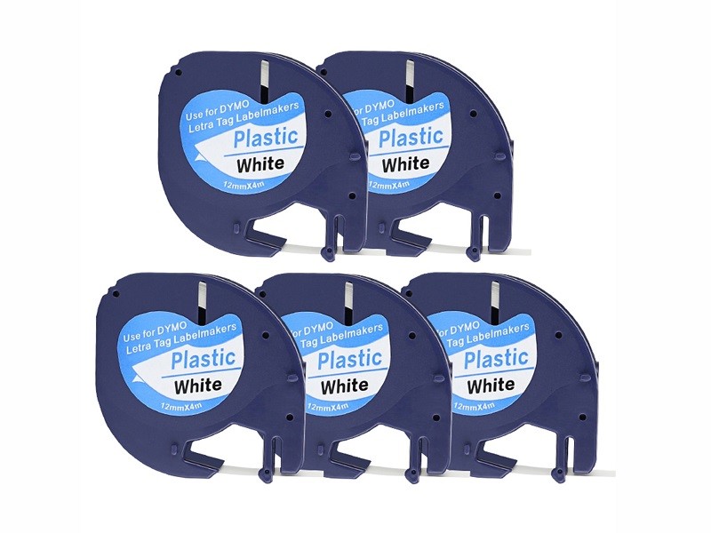 Compatible 91201 Label Tape Cassette Black On White PET Material 12mm * 4m For Dymo